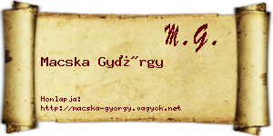 Macska György névjegykártya